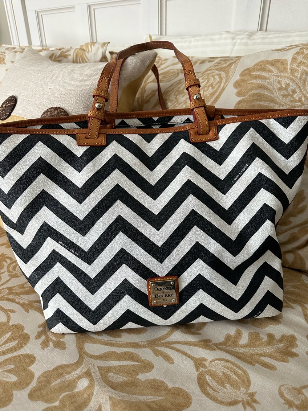 Dooney & Burke Chevron Patterned Tote Bag